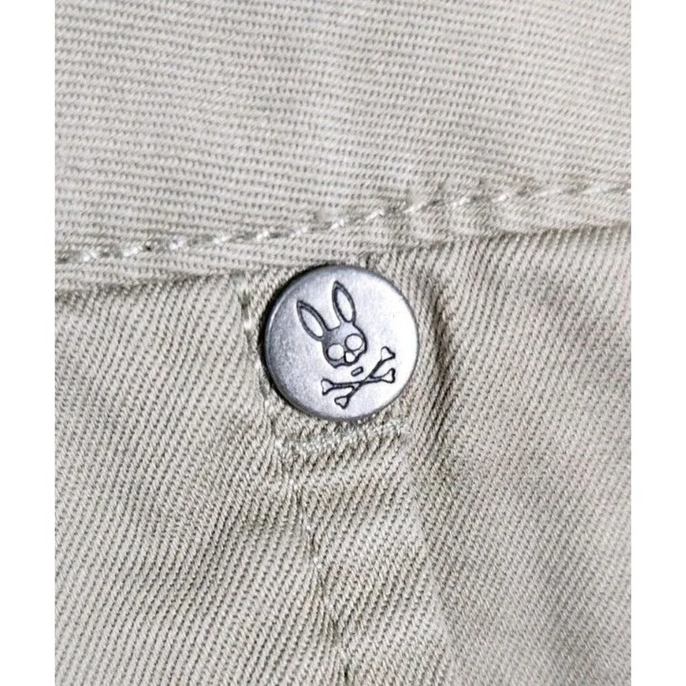 Psycho Bunny Khaki Chino Shorts Mens 33 Cotton Blend Flat Front Logo PreppyPunk - Picture 4 of 10